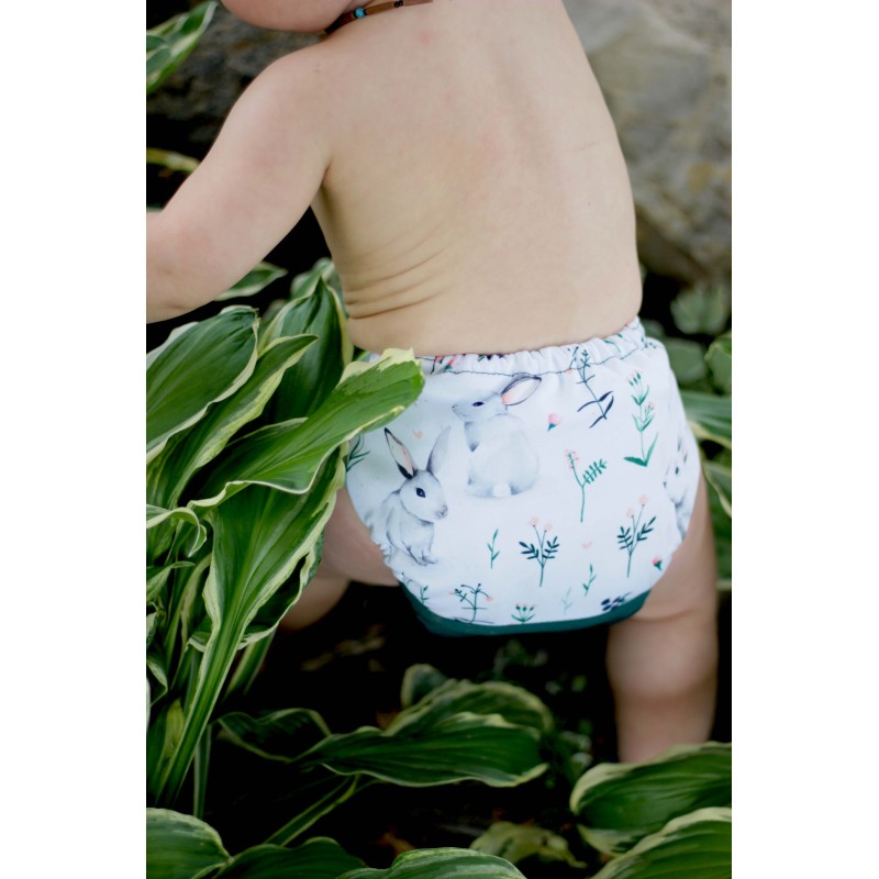 Rabbit and flower pocket diaper - 2.0 - MADE TO ORDER
